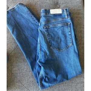 RE/DONE 70s Ultra High Rise Stove Pipe Jeans in Worn Blue Size 30